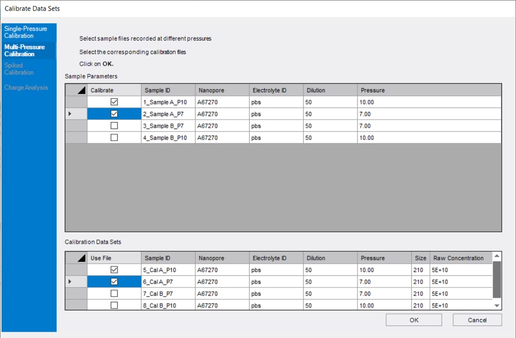 How do I calibrate the sample measurements?
